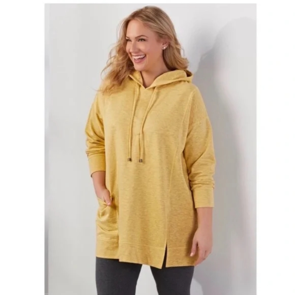 SOFT SURROUNDINGS The Soho Hoodie Tunic 2BM94 in Heather Yellow XS